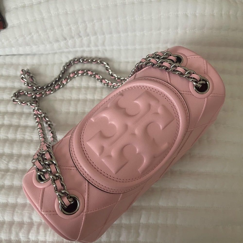 Small pink Tory Burch Fleming Crossbody bag